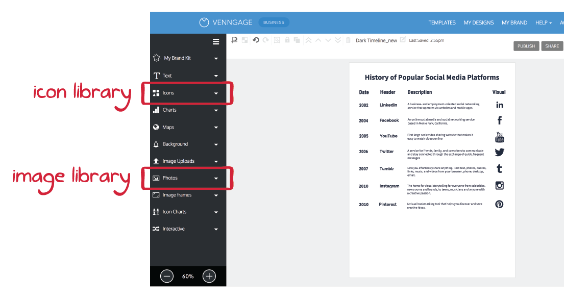 create a timeline infographic