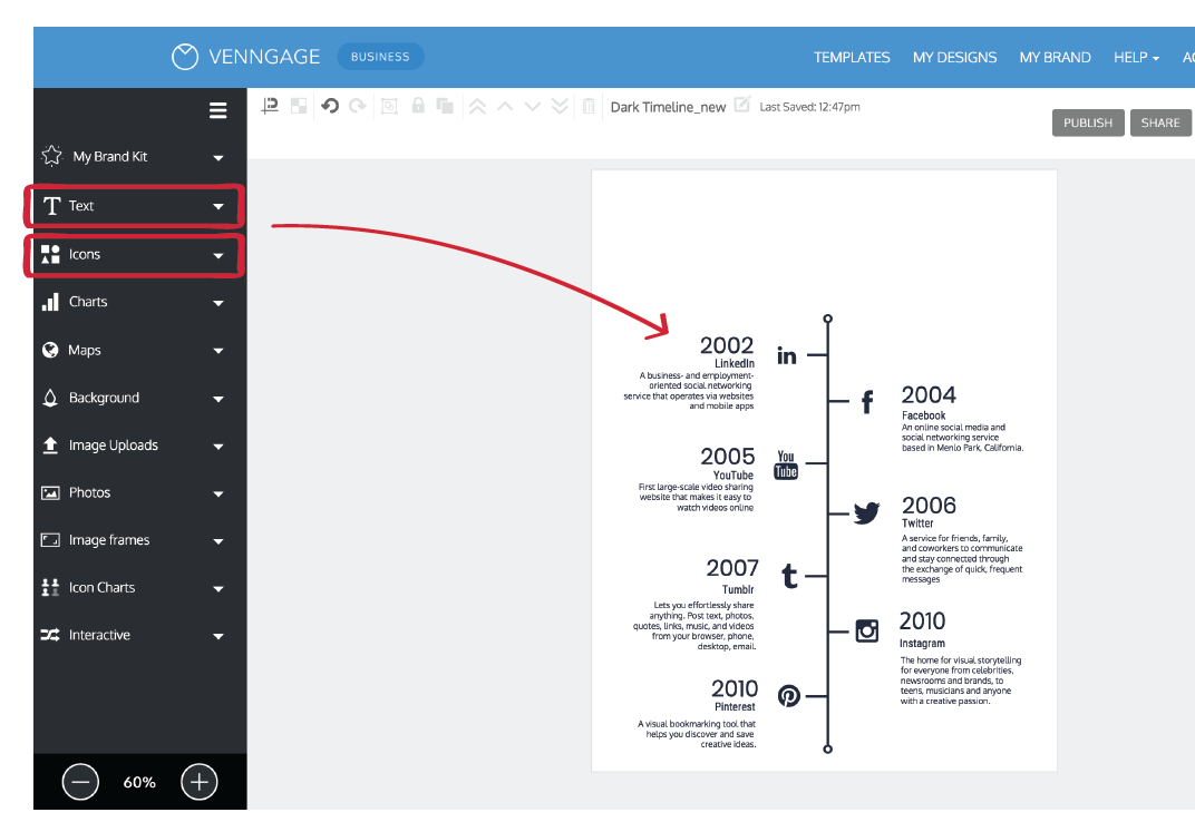 create infographic timeline