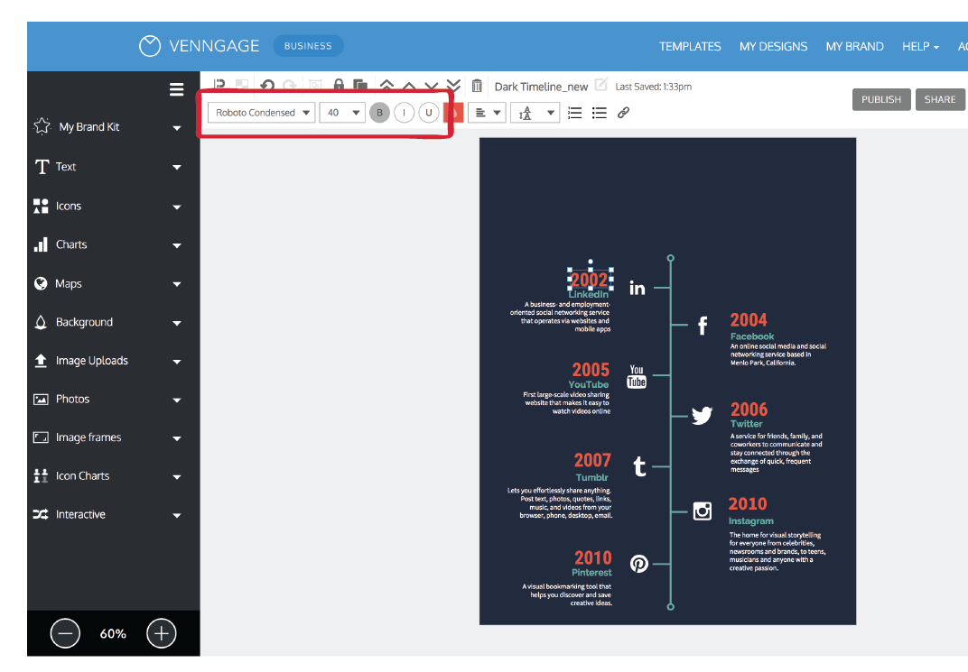 create a timeline infographic