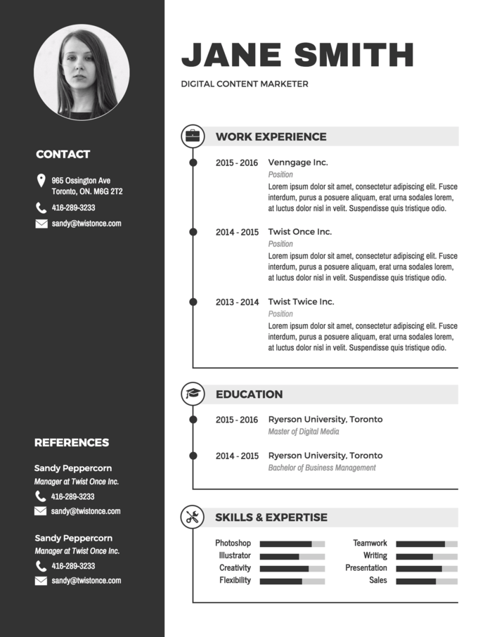 modèle de CV infographique