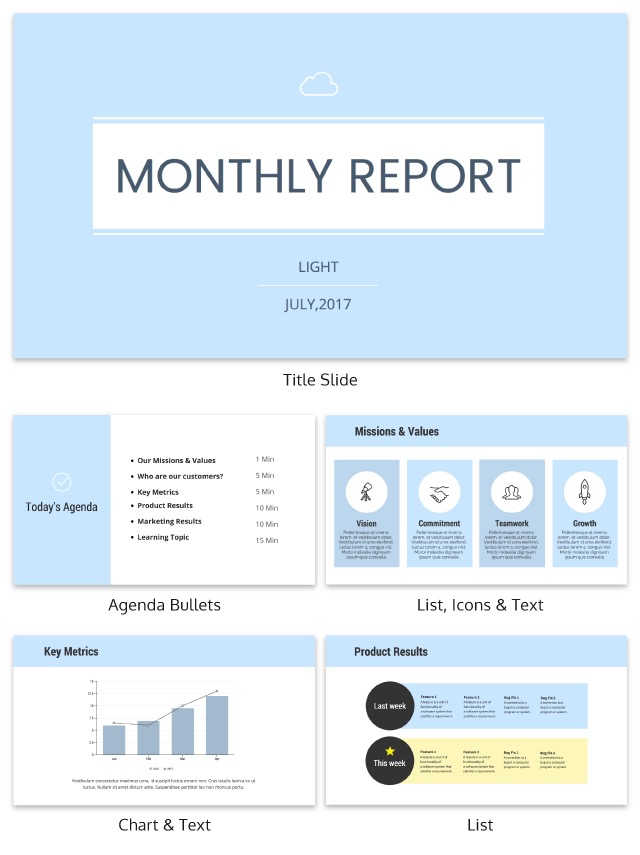 Simple Blue Monthly Business Presentation Ideas