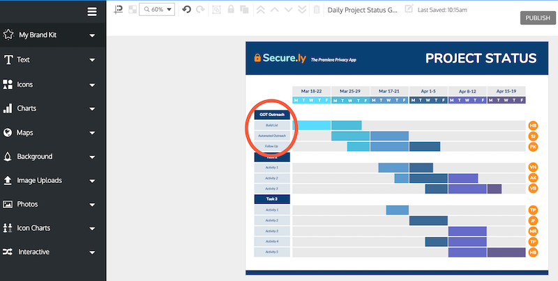 venngage tool add tasks gantt chart feature 