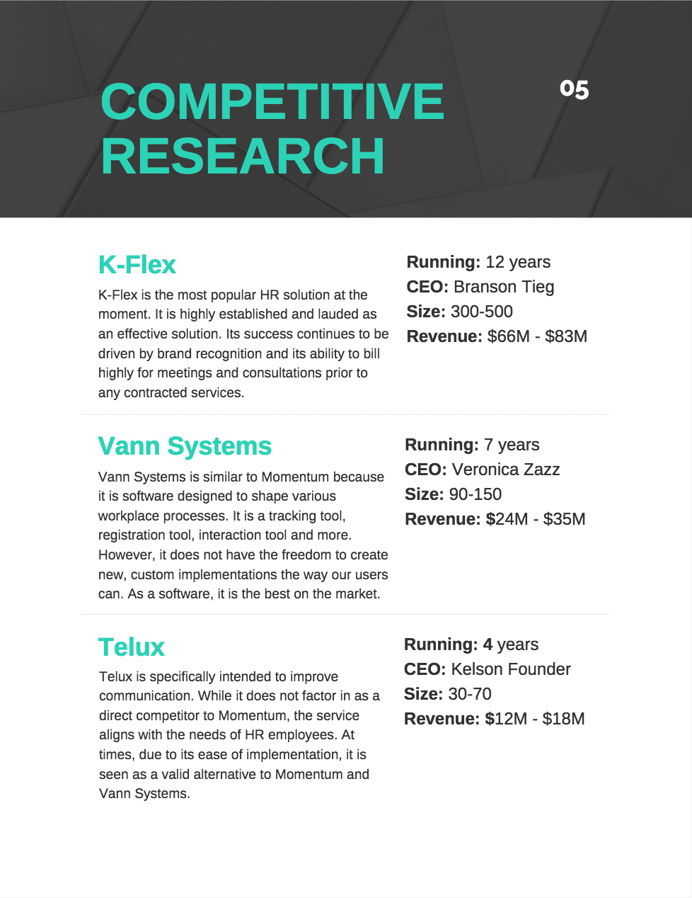 competitor analysis research template