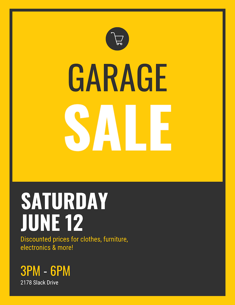 Simple Garage Sale Event Poster Design Template