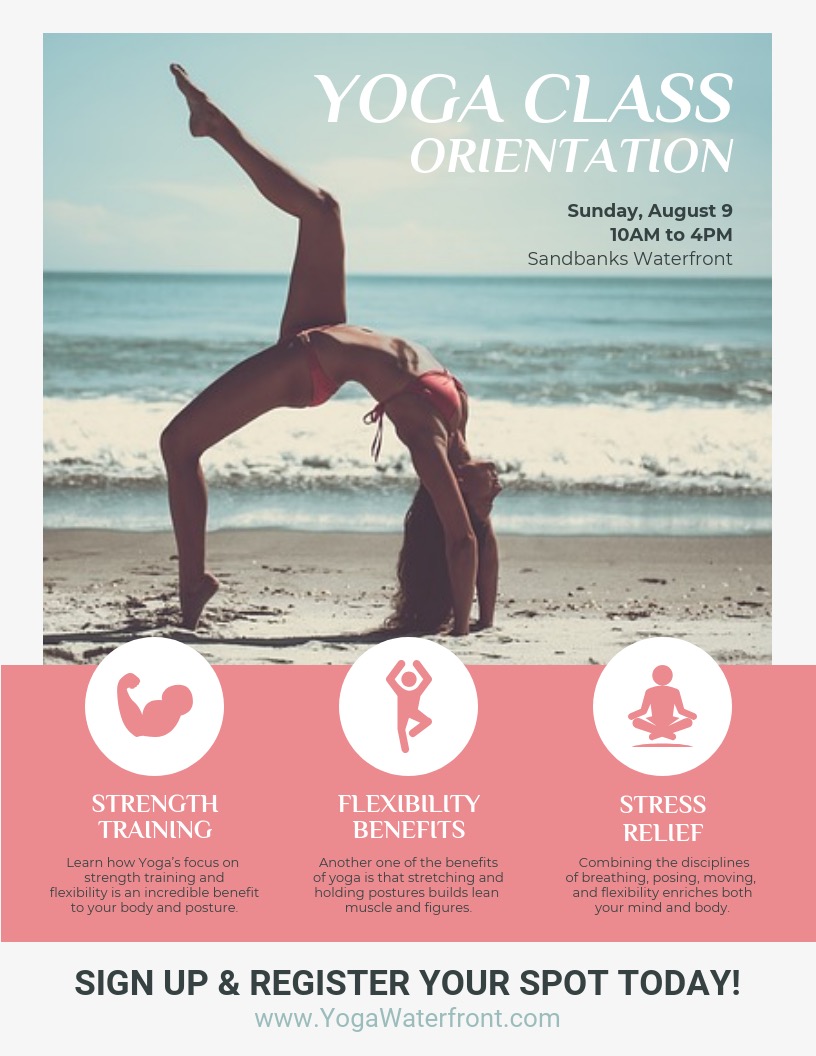 Yoga Fitness Class Event Poster Design Template