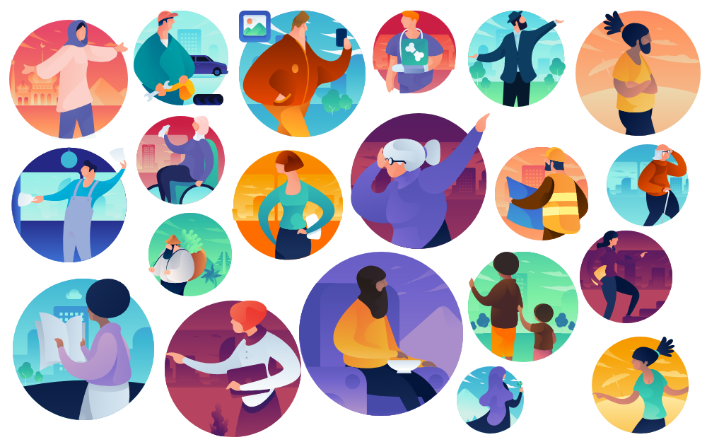 people infographic diversity icons gradient people with background venngage