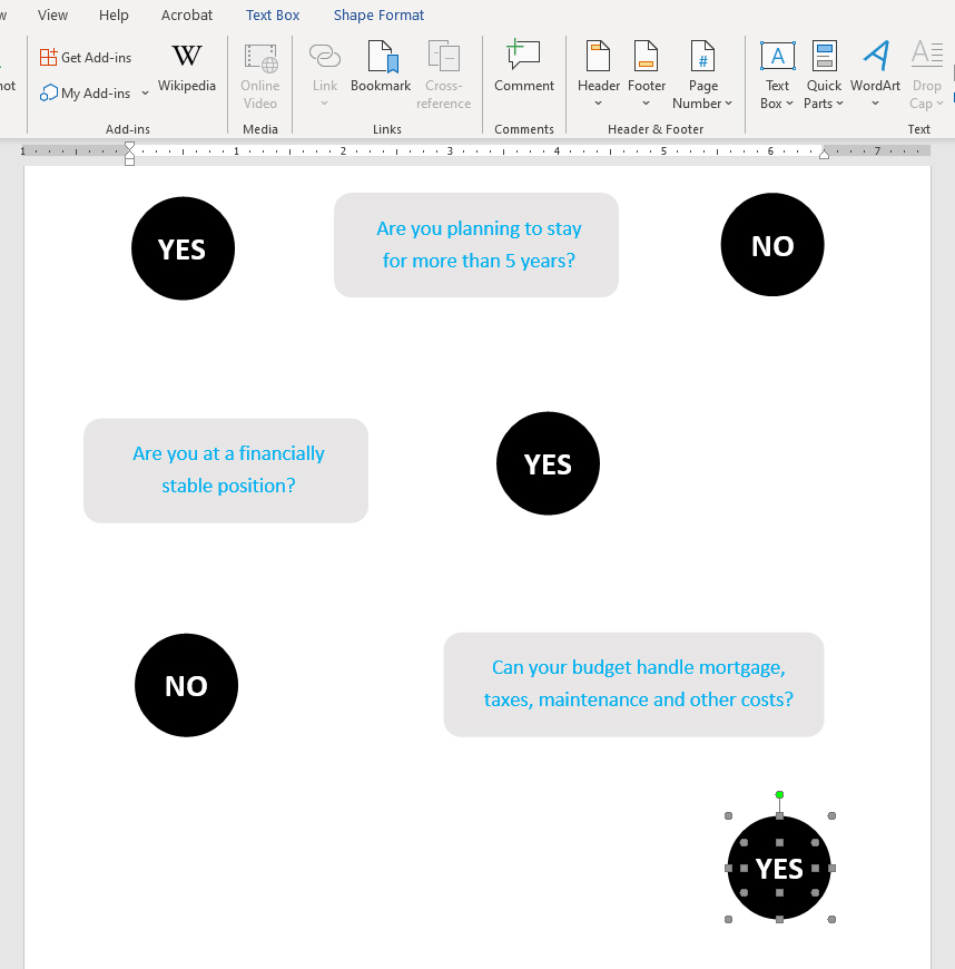 create a flowchart in word step 6