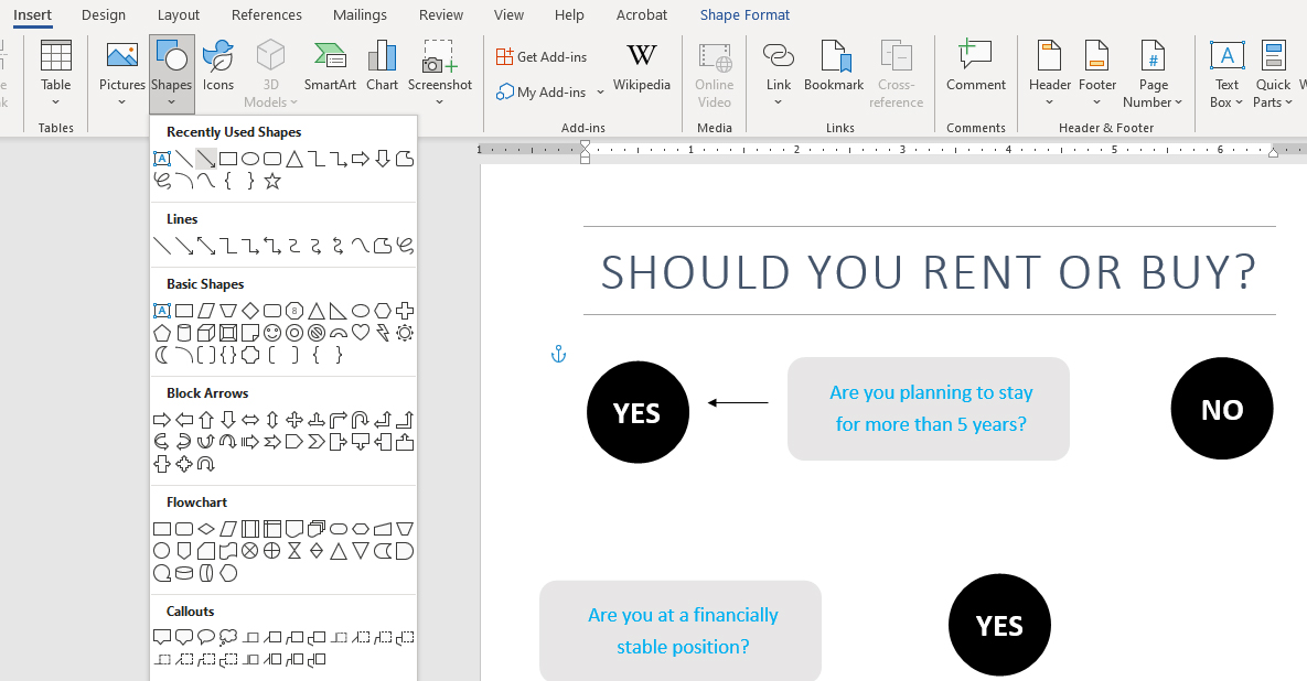 flowchart in word