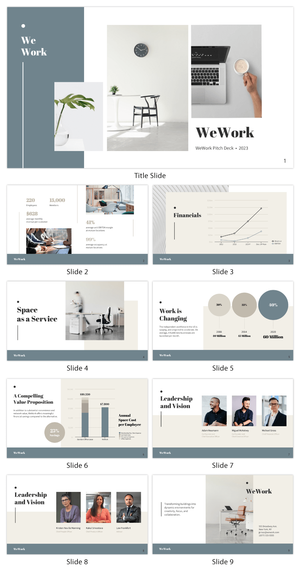 plantilla de powerpoint de wework en donde el color blanco y la simplicidad predominan