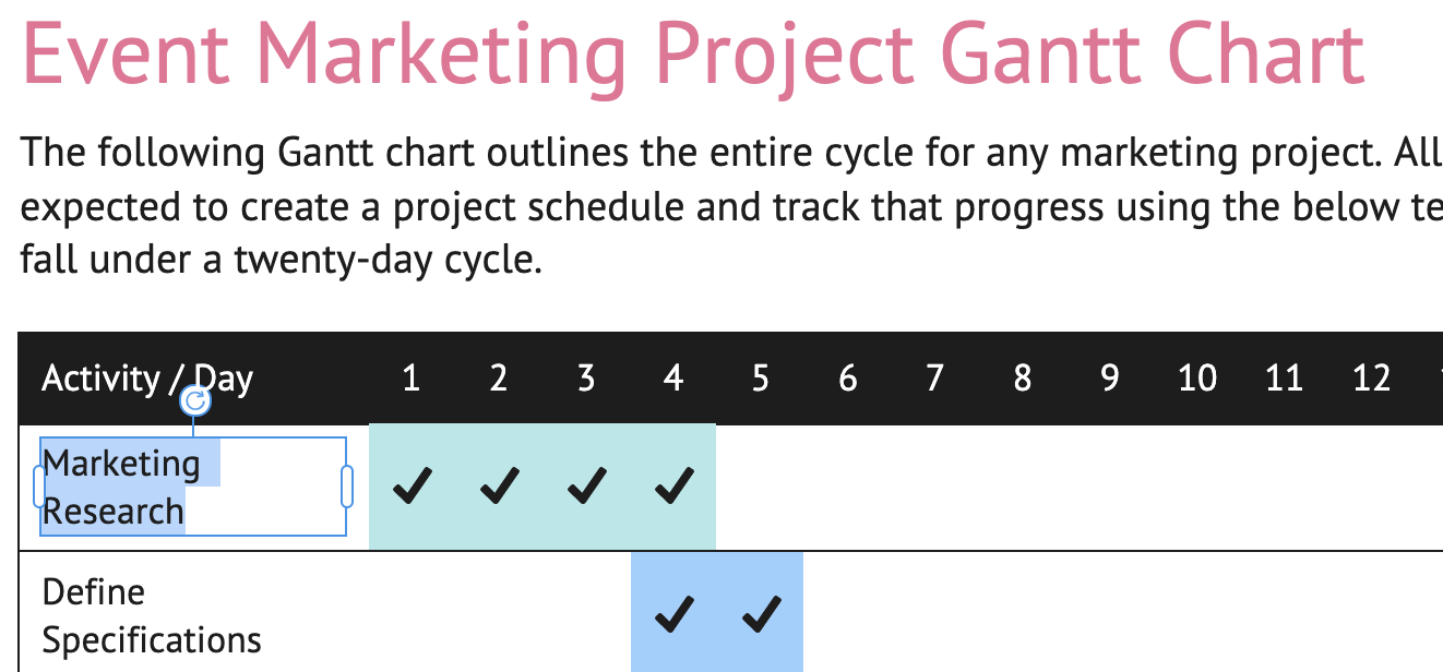 gantt chart excel