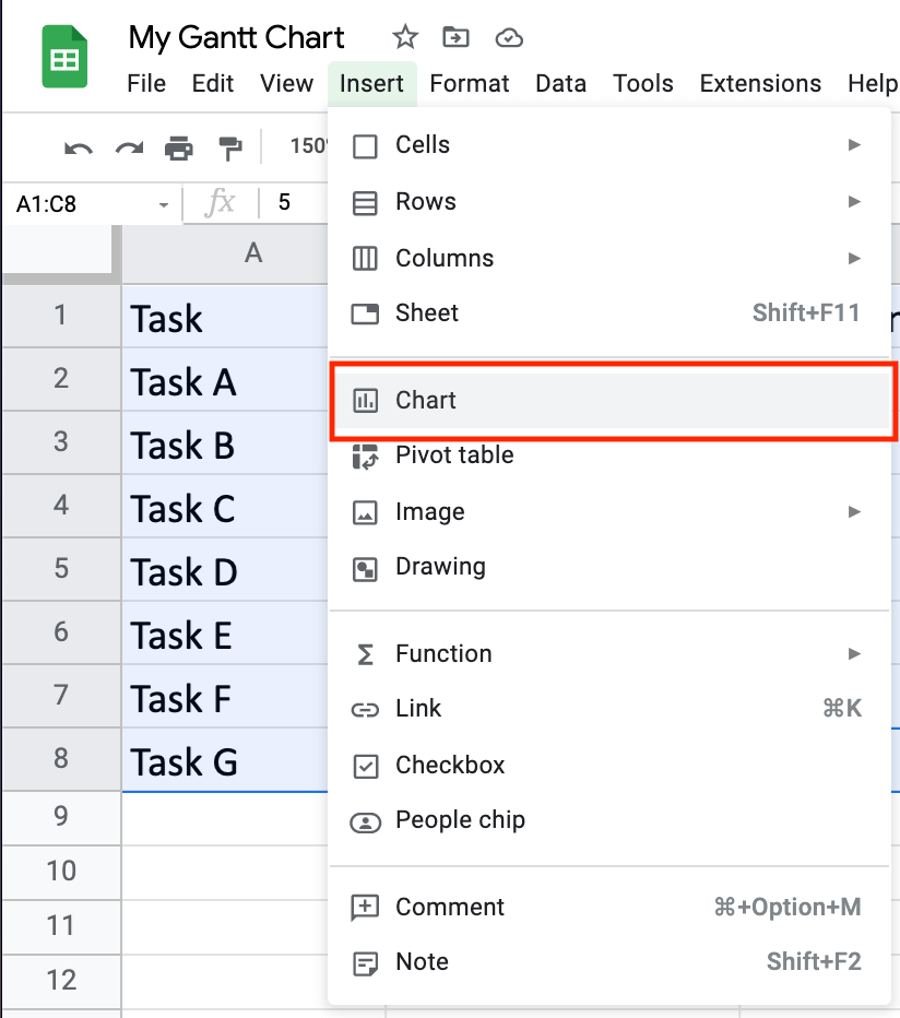 gantt chart google sheets