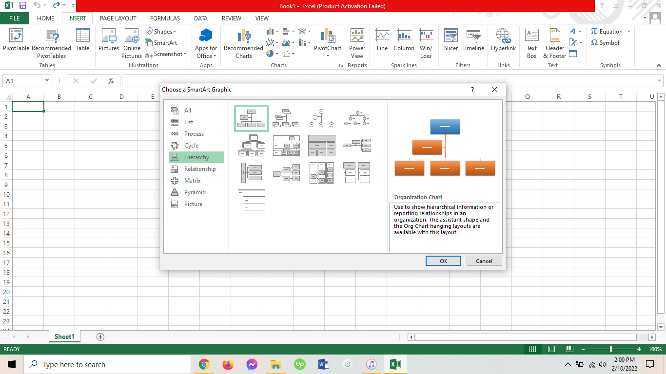 org chart in excel