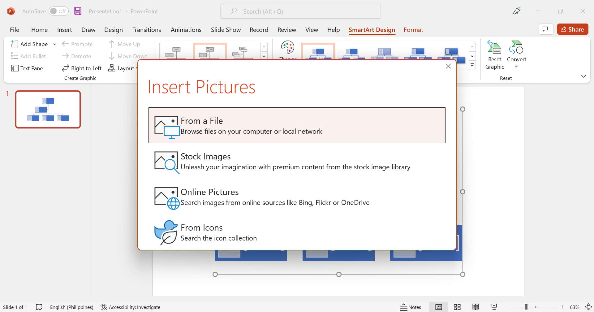 create organizational chart in powerpoint step 4