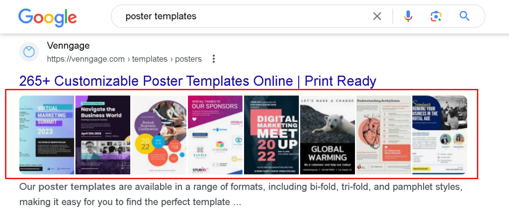 poster templates google serp result