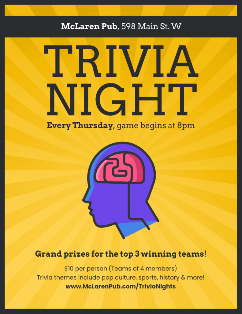 Yellow Trivia Night Poster