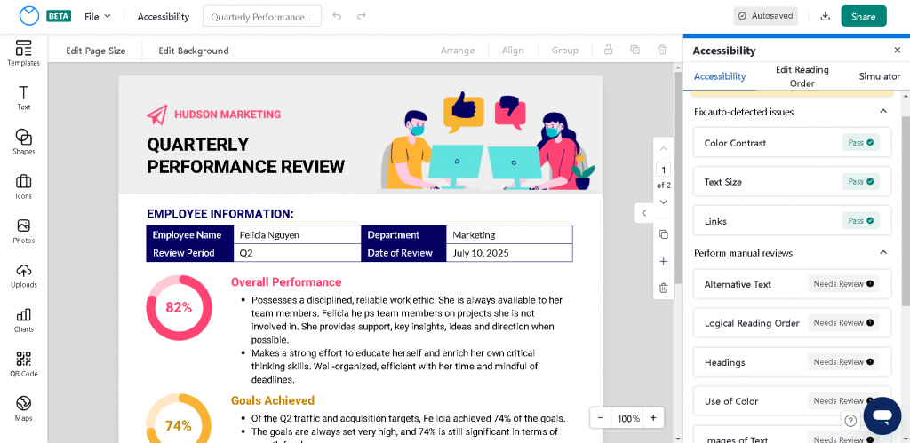 accessibility results venngage