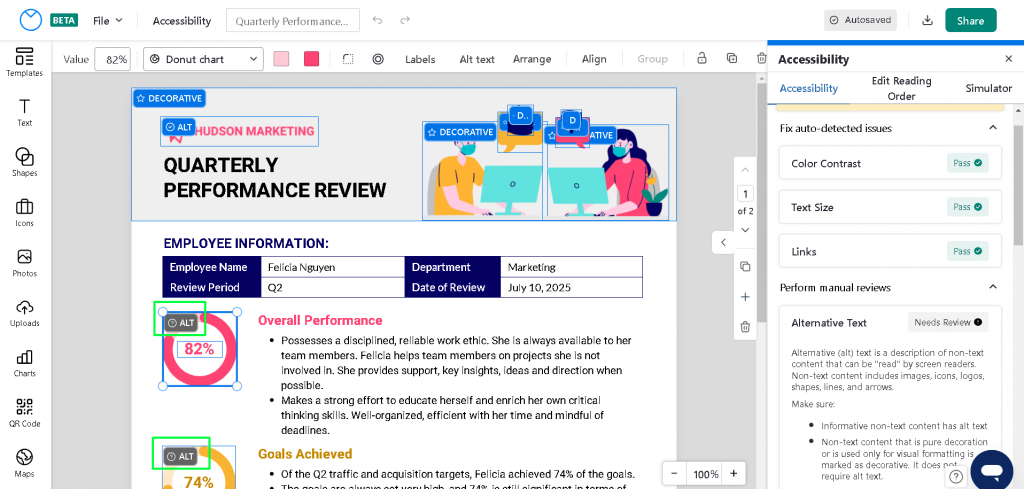 review accessibility results venngage