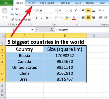 excel bar chart insert