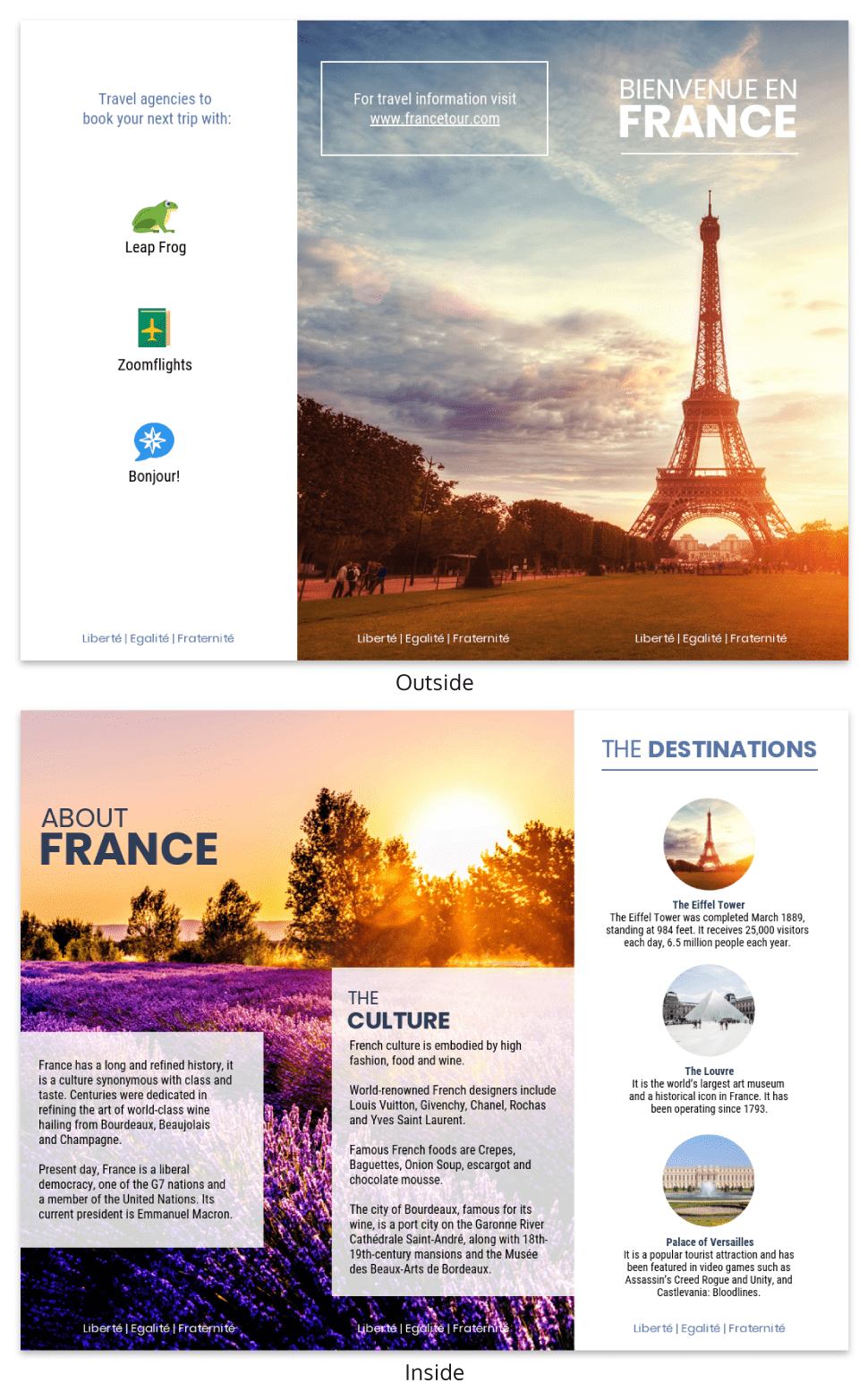 France Travel Tri Fold Brochure