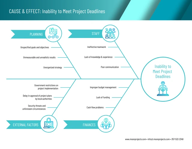 Teal Cause and Effect Diagram Project Management