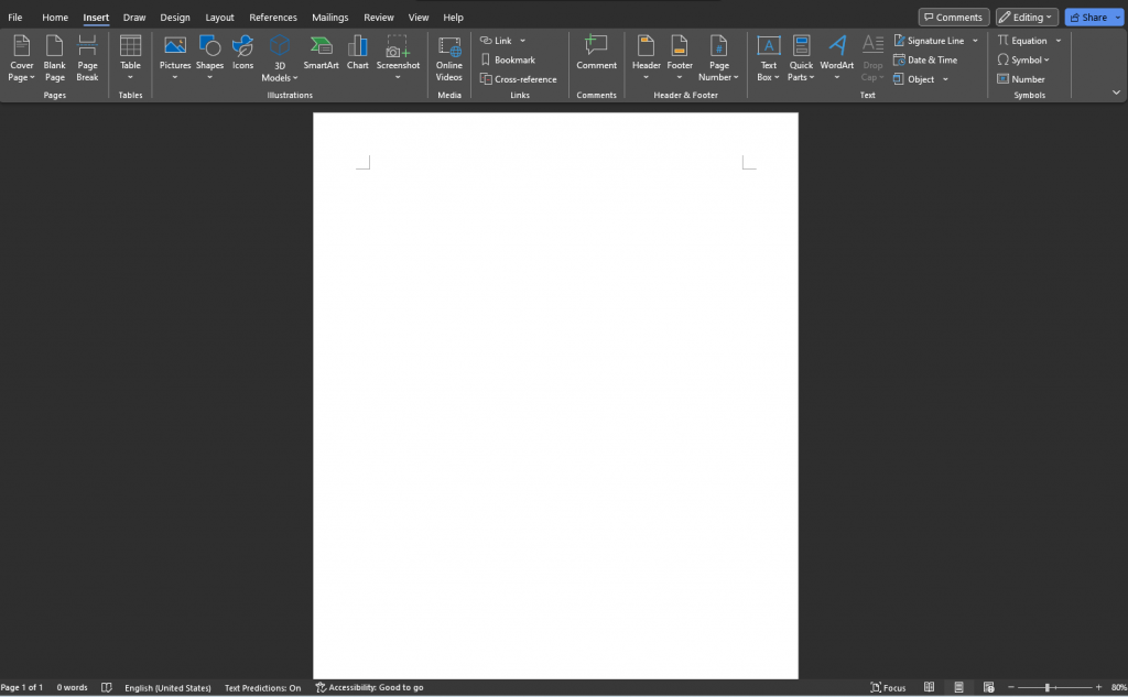 empty word document