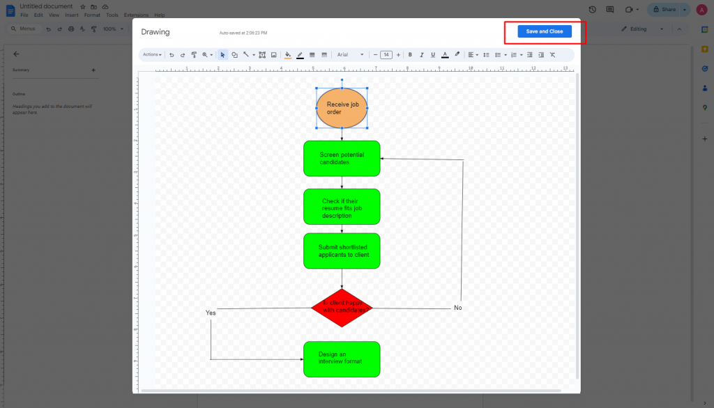 save and close google docs flowchart