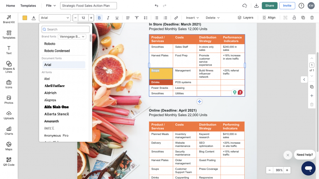 How to customize the look of your table with Venngage