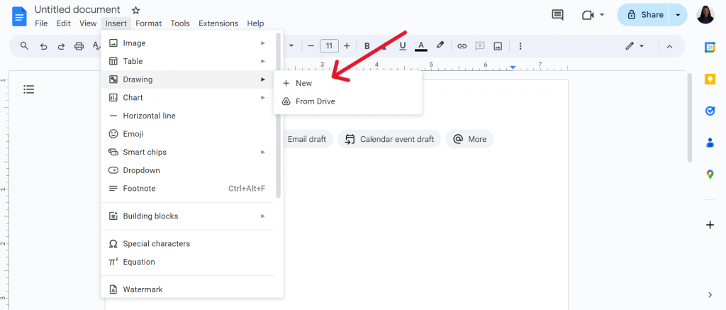 select drawing google docs 