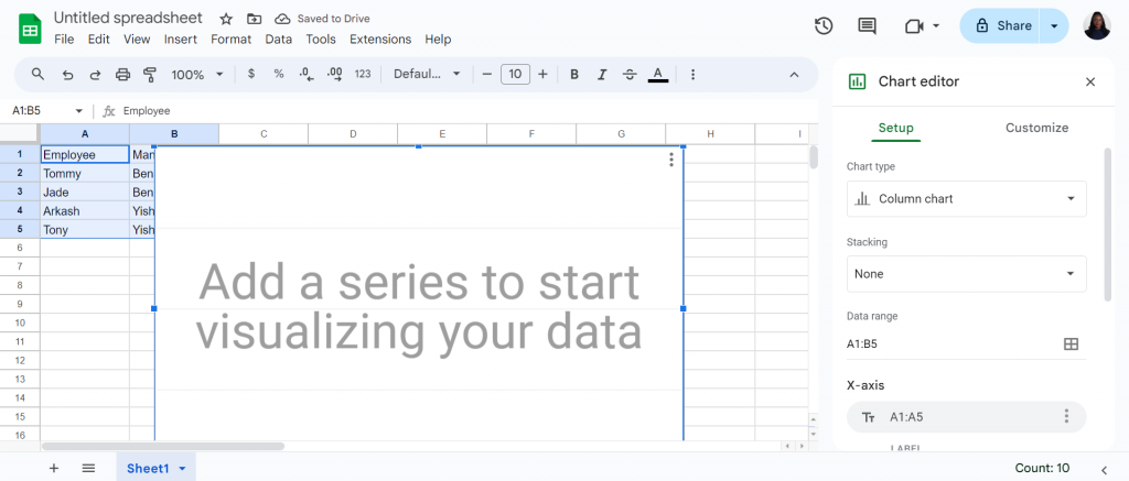 insert chart google sheets org chart 