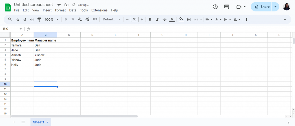 adding data column b google sheets org chart 