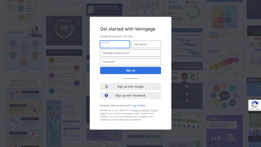 Step 1: Sign up for a free Venngage account