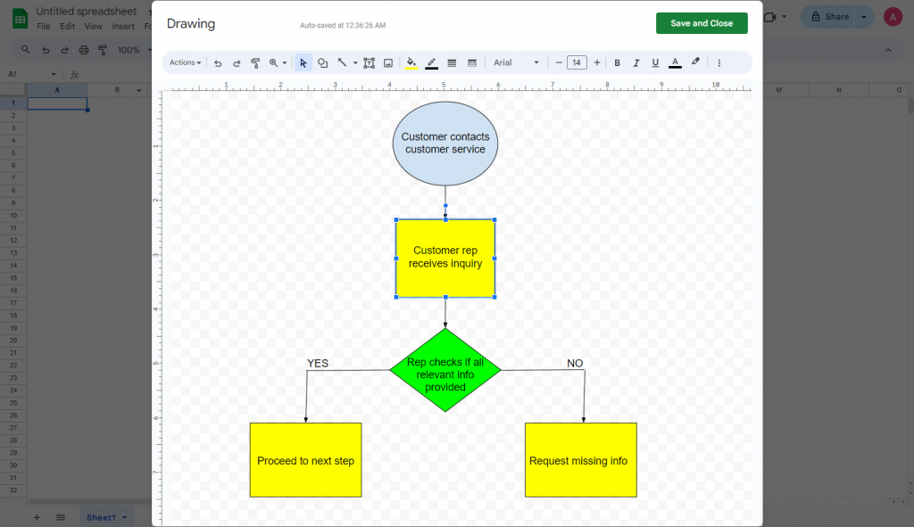 customize google sheets flowchart