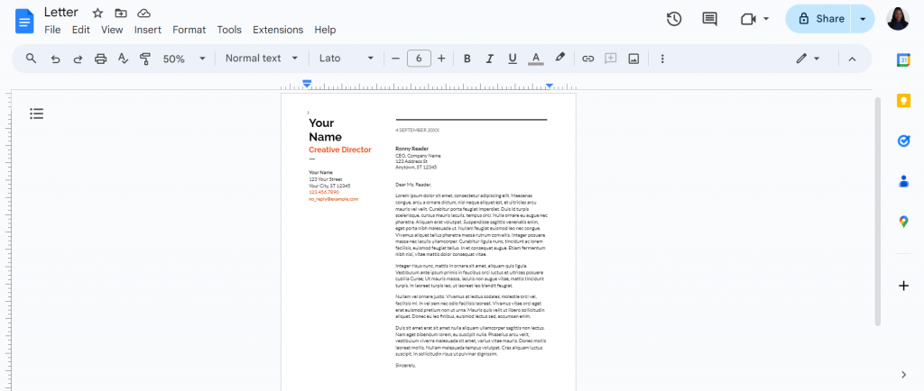 letterhead template google docs