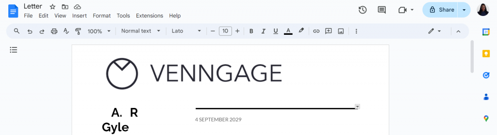 spacing letterhead google docs 