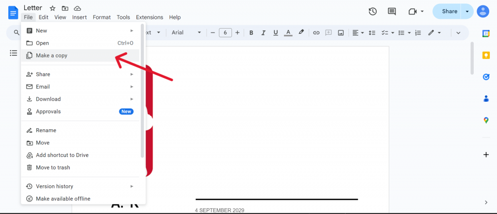 make a copy letterhead google docs