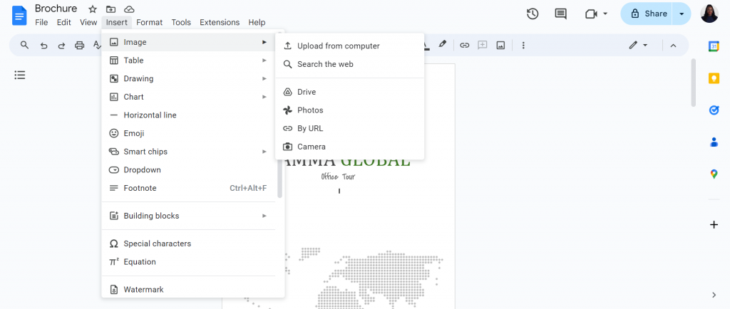 image upload google docs brochure