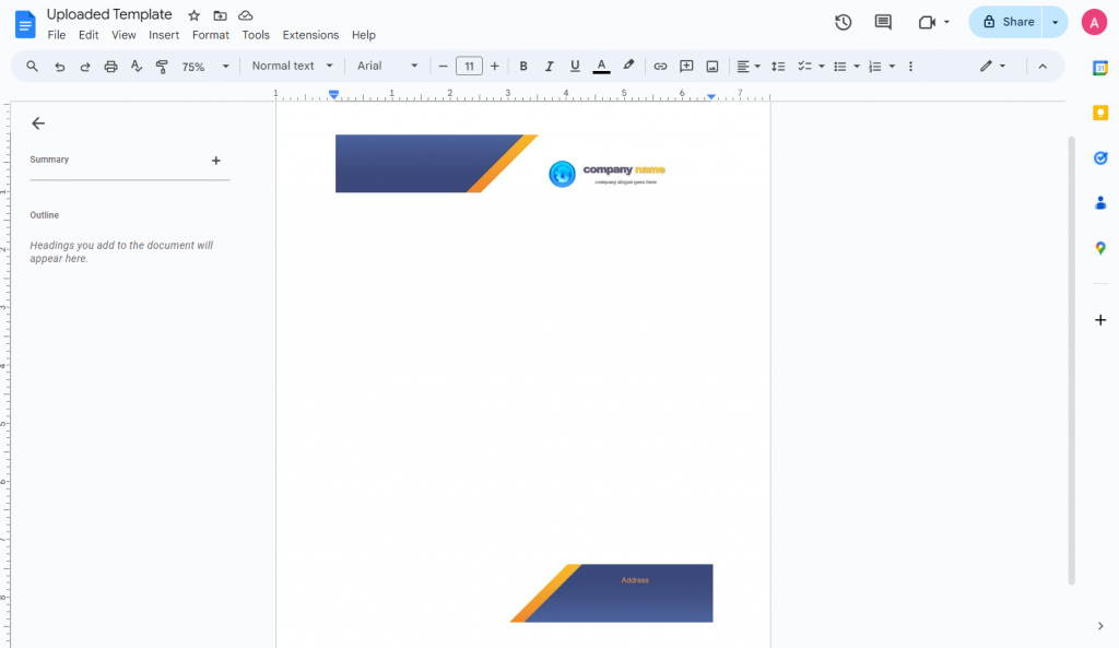 uploaded letterhead template