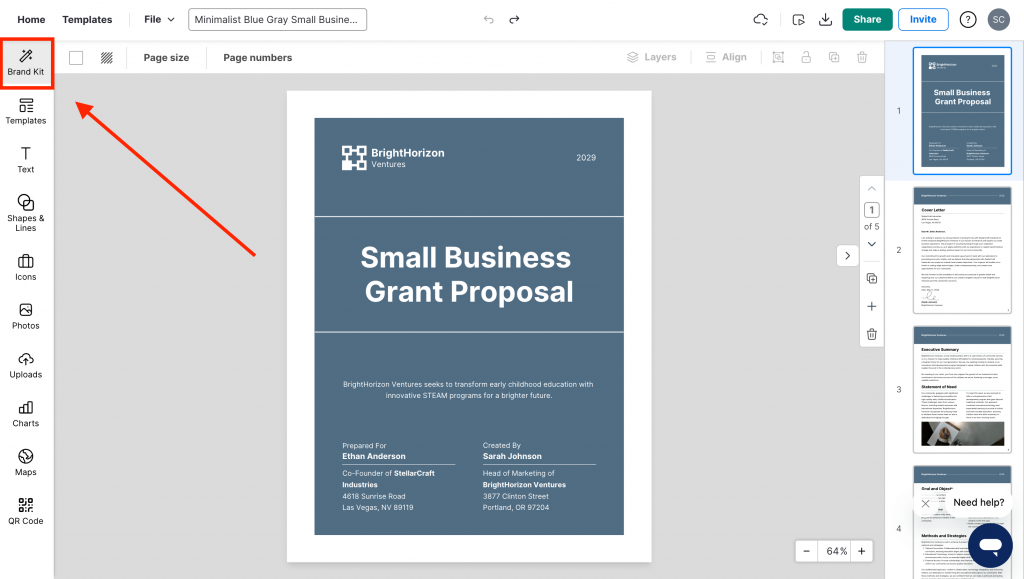 Small business grant proposal template