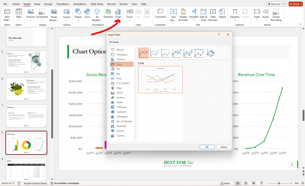 powerpoint insert chart 