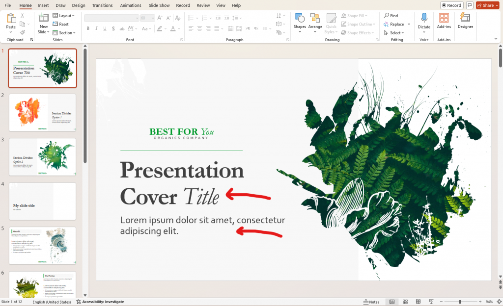 powerpoint title and subtitle