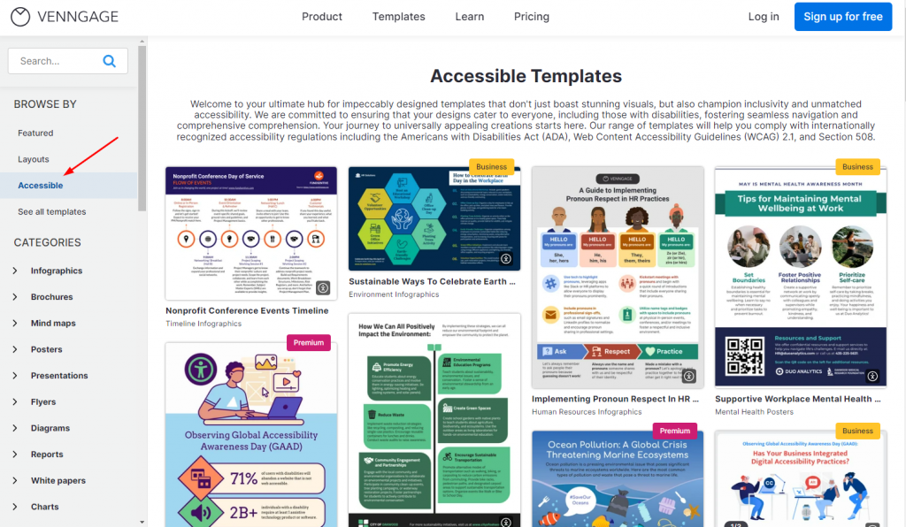 accessible templates venngage 