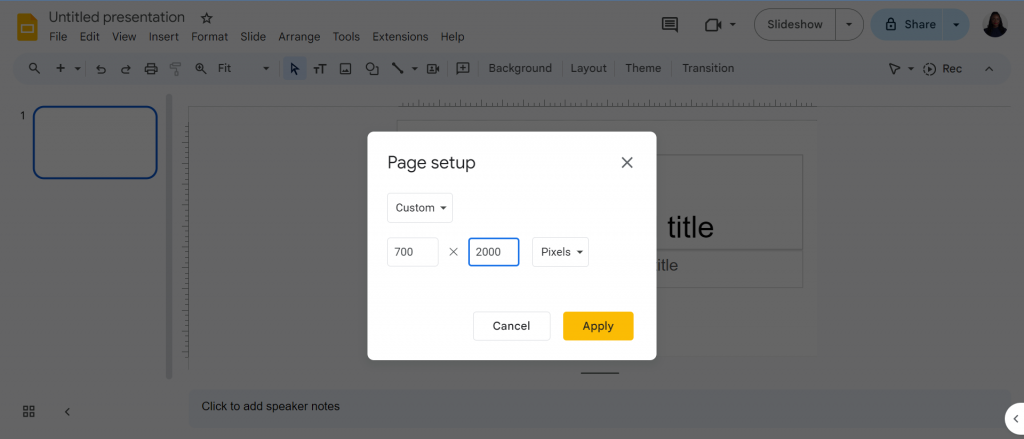 infographic page setup google slides