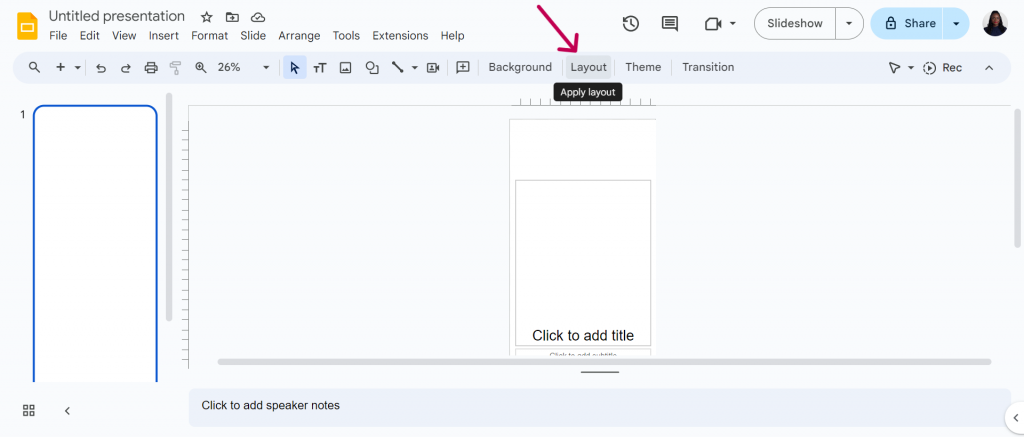 apply layout google slides