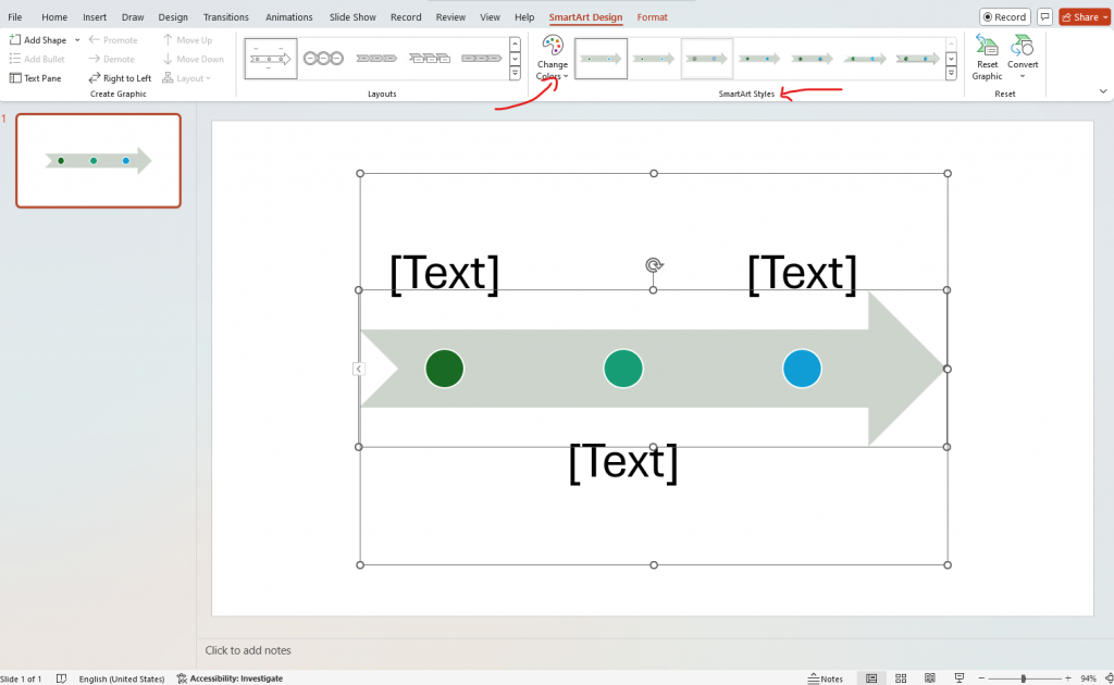 timeline change colors powerpoint