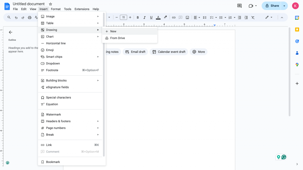 Screenshot 3 - How To Insert A New Drawing on Google Docs