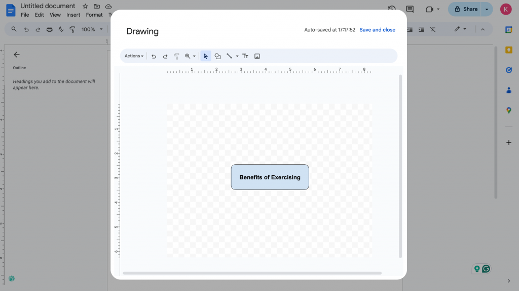 Screenshot 4 - Inserting A Central Idea for your Mind Map on Google Docs