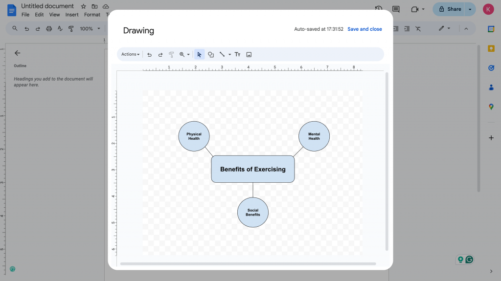 Screenshot 5 - Adding Main Branches to your Mind Map on Google Docs