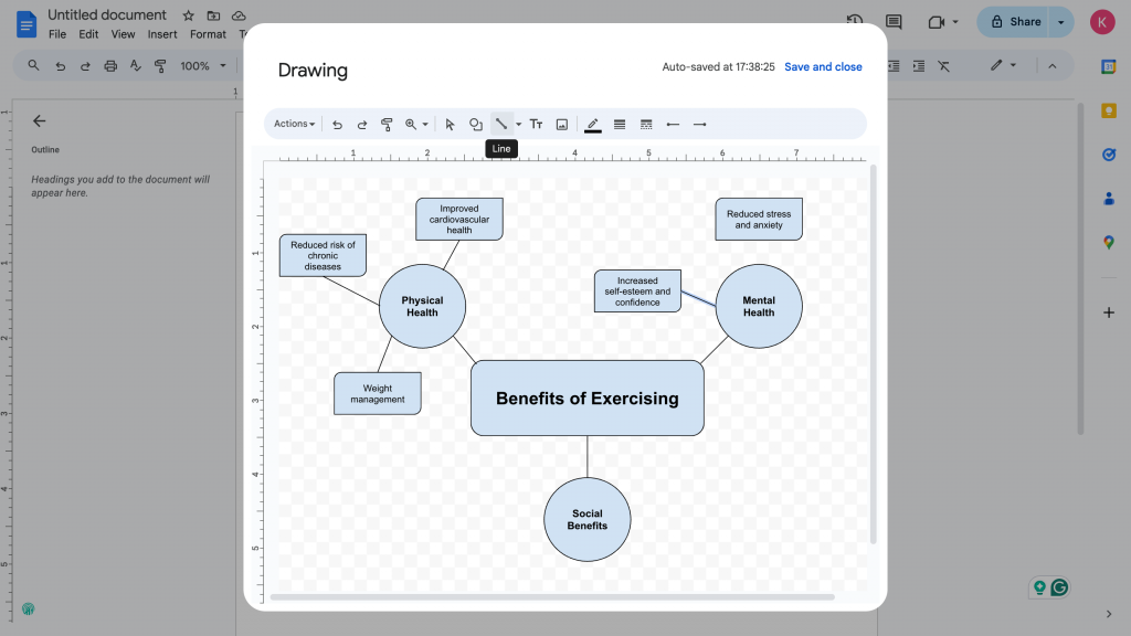 Screenshot 6 - Connecting Your Mind Map with Lines on Google Docs