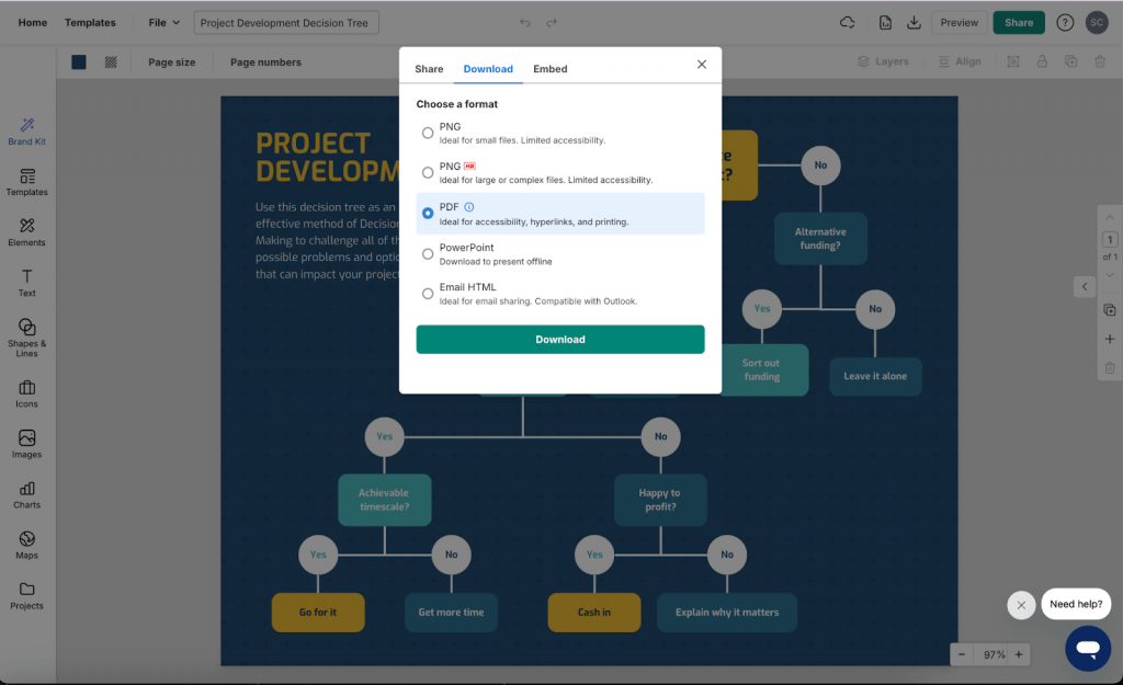 download decision tree in Venngage