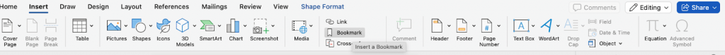 Create bookmarks for decision tree nodes in Word